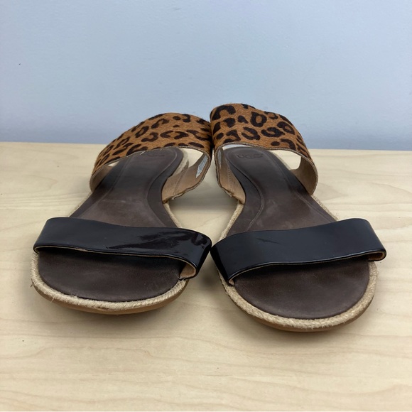 UGG Women’s Size 8.5 Amalia Slide Sandals Flats Leopard Animal Print Leather - Picture 6 of 10
